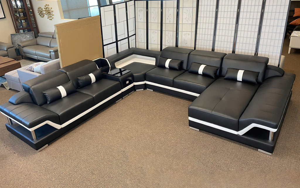 Bewley Modern Leather Sectional With Storage
