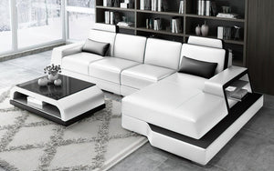 Civia Small Leather Sectional with Side Storage