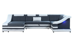 Comet Modern Leather Sectional with LED Light