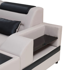 Venus Modern Leather Sectional with USB Port