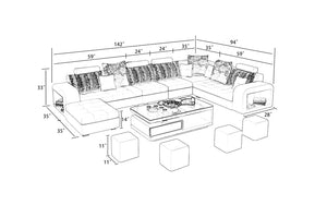 Selena Green & Light Grey Modular Tufted Sectional