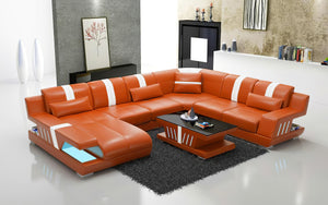 Yuli Modern U Shape Leather Sectional