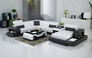 Gara Modern U-Shape Leather Sectional