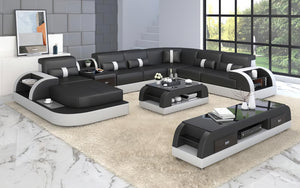 Piliu Modern U Shape Leather Sectional