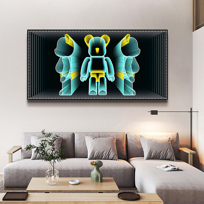 Futuristic Wall Art Green LED Bearbrick