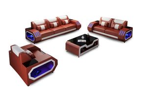 Artica Leather Sofa Set with Adjustable Headrest