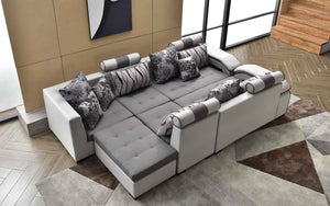 Selena Modular Tufted Sectional StyleB(Grey & Light Grey)