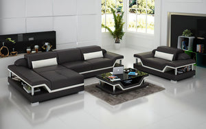 Taliya Mini Modern Leather Sectional with Chaise