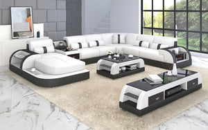 Piliu Modern U Shape Leather Sectional