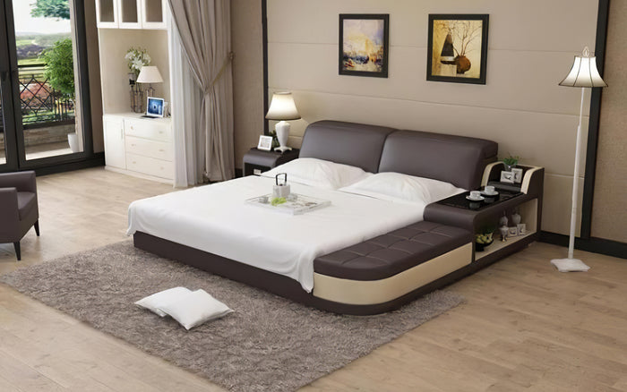 Casun Leather Bed With Storage