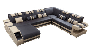 Neptune Modern Leather Sectional with LED Light