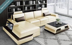 Civia Small Leather Sectional with Side Storage