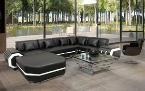 Univo Modern Leather Sectional with LED Lights