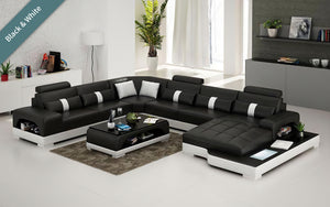 Mequon Large Leather Sectional with LED Lights