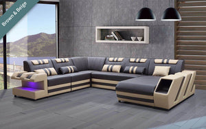 Neptune Modern Leather Sectional with LED Light