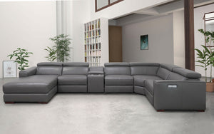 Birt Leather Recliner Sectional Sofa With Chaise