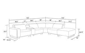 VOYAGE MODERN LEATHER SECTIONAL WITH OTTOMAN