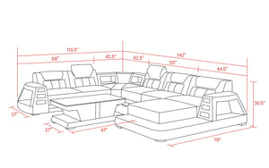 Ozzy Modern Leather Sectional