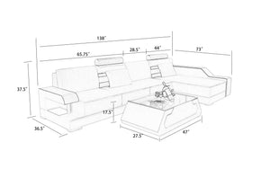 Norba Small Modern Leather Sectional with Chaise