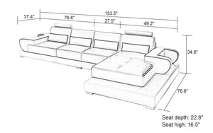 Mirak Small Modern Leather Sectional