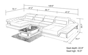 Taliya Small Modern U-Shape Leather Sectional