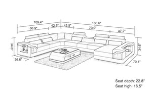 Talos Modern U-Shape Leather Sectional