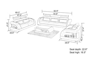 Lacus Modern Leather Sofa Set