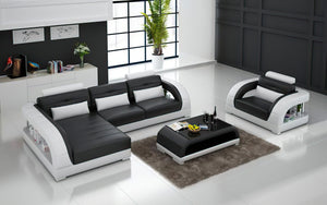 Lacus Mini Modern Leather Sectional with Chaise