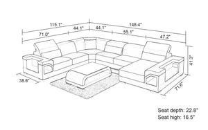 Edwin Modern U-Shape Leather Sectional