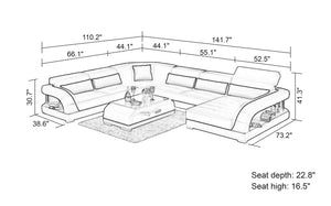 Monte Modern U-Shape Leather Sectional