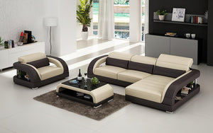 Monte Mini Modern Leather Sectional with Chaise