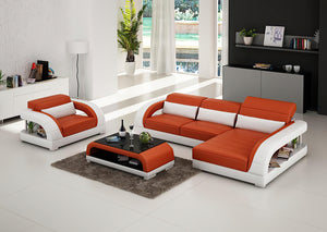 Monte Mini Modern Leather Sectional with Chaise