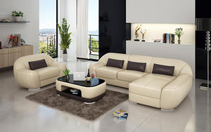 Semira Mini Modern Leather Sectional with Chaise