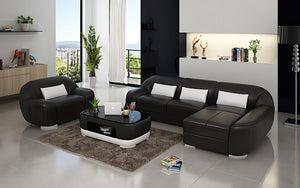 Semira Mini Modern Leather Sectional with Chaise