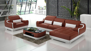 Amir Mini Modern Leather Sectional with Chaise