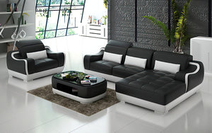 Amir Mini Modern Leather Sectional with Chaise