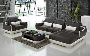 Amir Mini Modern Leather Sectional with Chaise