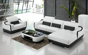 Amir Mini Modern Leather Sectional with Chaise
