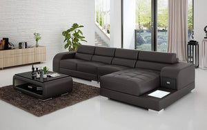 Poris Small Modern Leather Sectional