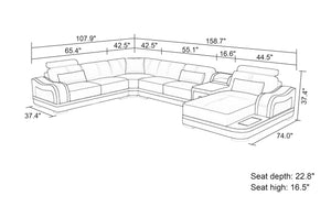 Asland Modern U-Shape Leather Sectional