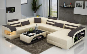 Eleese  Modern U-Shape Leather Sectional