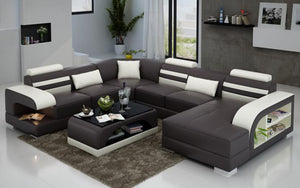 Eleese  Modern U-Shape Leather Sectional