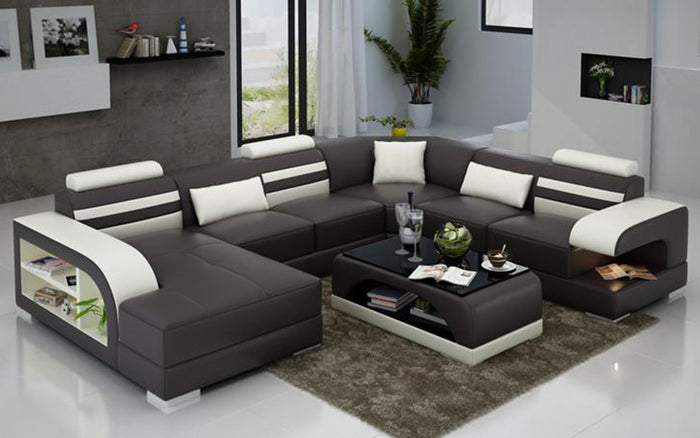 [Special Size] Eleese  Modern U-Shape Leather Sectional