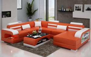 Eleese  Modern U-Shape Leather Sectional