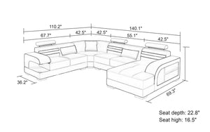 Eleese  Modern U-Shape Leather Sectional