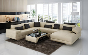 Gileanas Modern U-Shape Leather Sectional