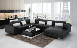 Gileanas Modern U-Shape Leather Sectional