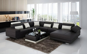 Gileanas Modern U-Shape Leather Sectional