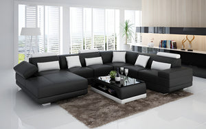 Gileanas Modern U-Shape Leather Sectional