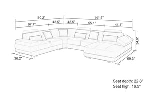 Gileanas Modern U-Shape Leather Sectional